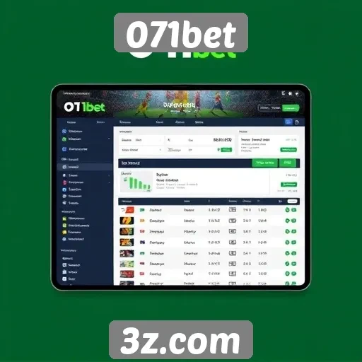 Interface do usuário no site 071bet